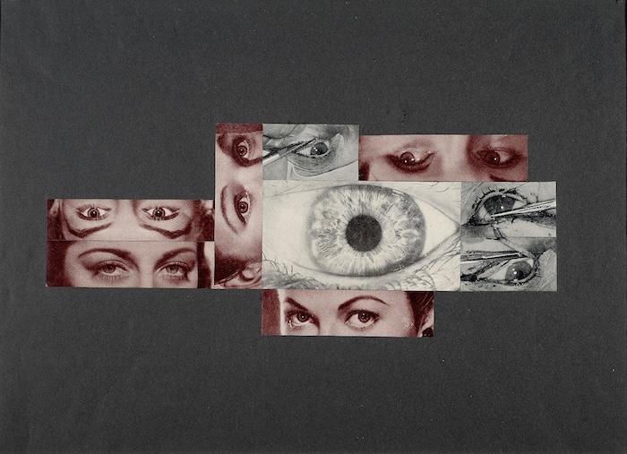 NEUE GALERIE GRAZ: Gerhard Rühm  Gerhard Rühm, ohne titel, 1962, Fotocollage auf schwarzem Karton, 35 x 50 cm mit Genehmigung des Künstlers, Foto: UMJ/N. Lackner