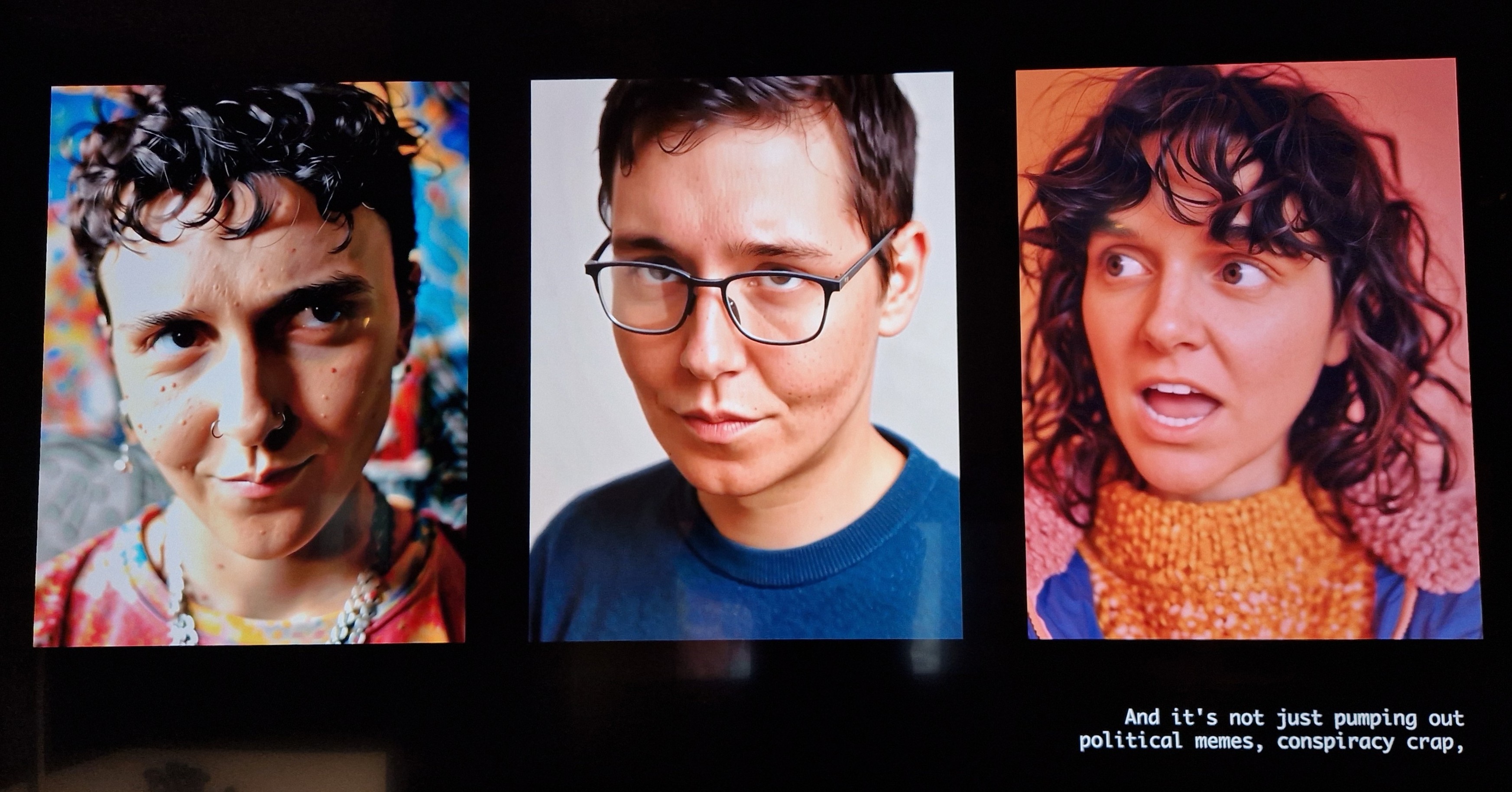 Fotocredit: Bildausschnitte aus „Imitation Game“ von Mir Raggam-Alji (Fotocredit:kuma) Ausstellung: Out Of Control im esc medien kunst labor